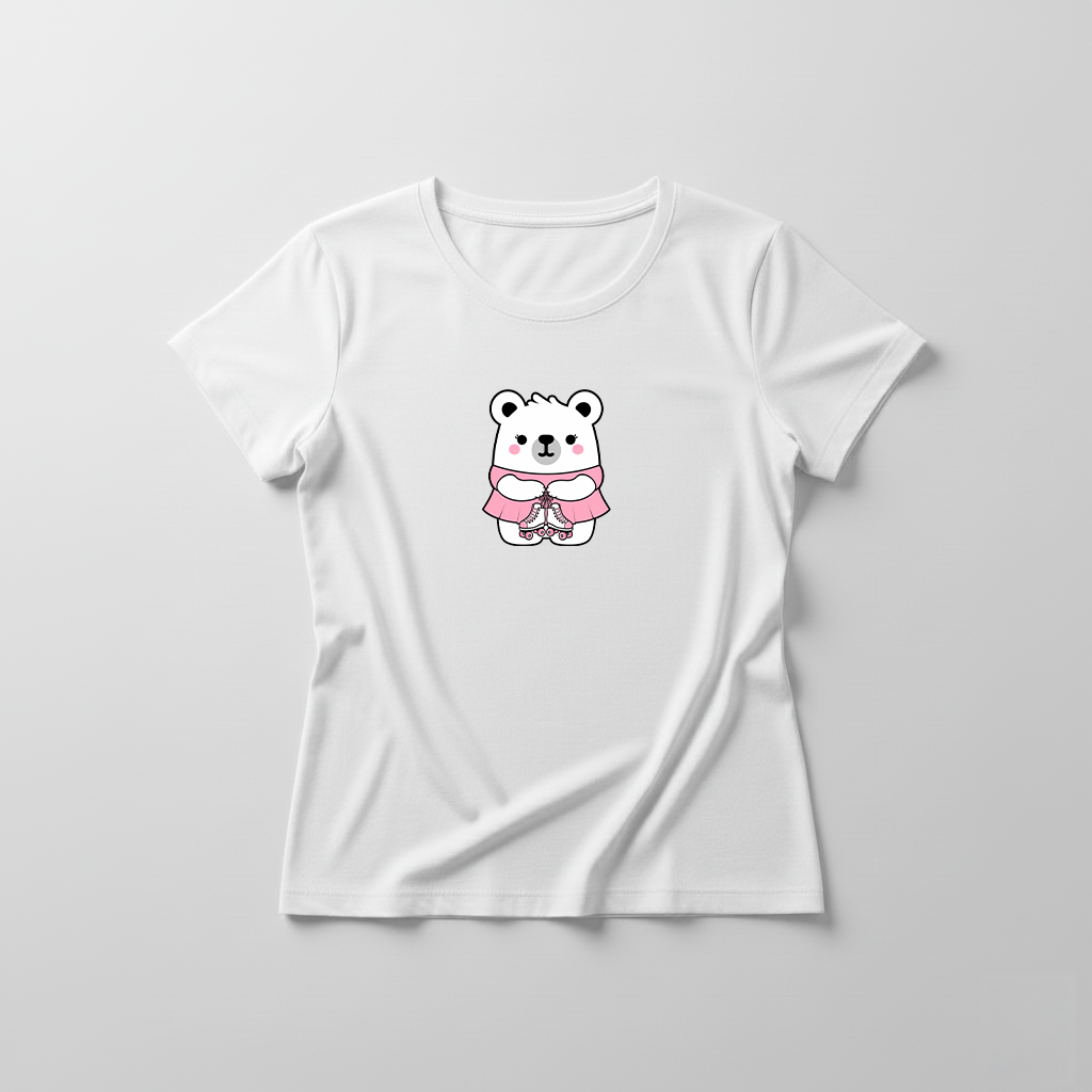 Estampa Urso Patinação Rosa - AMA Brusque
