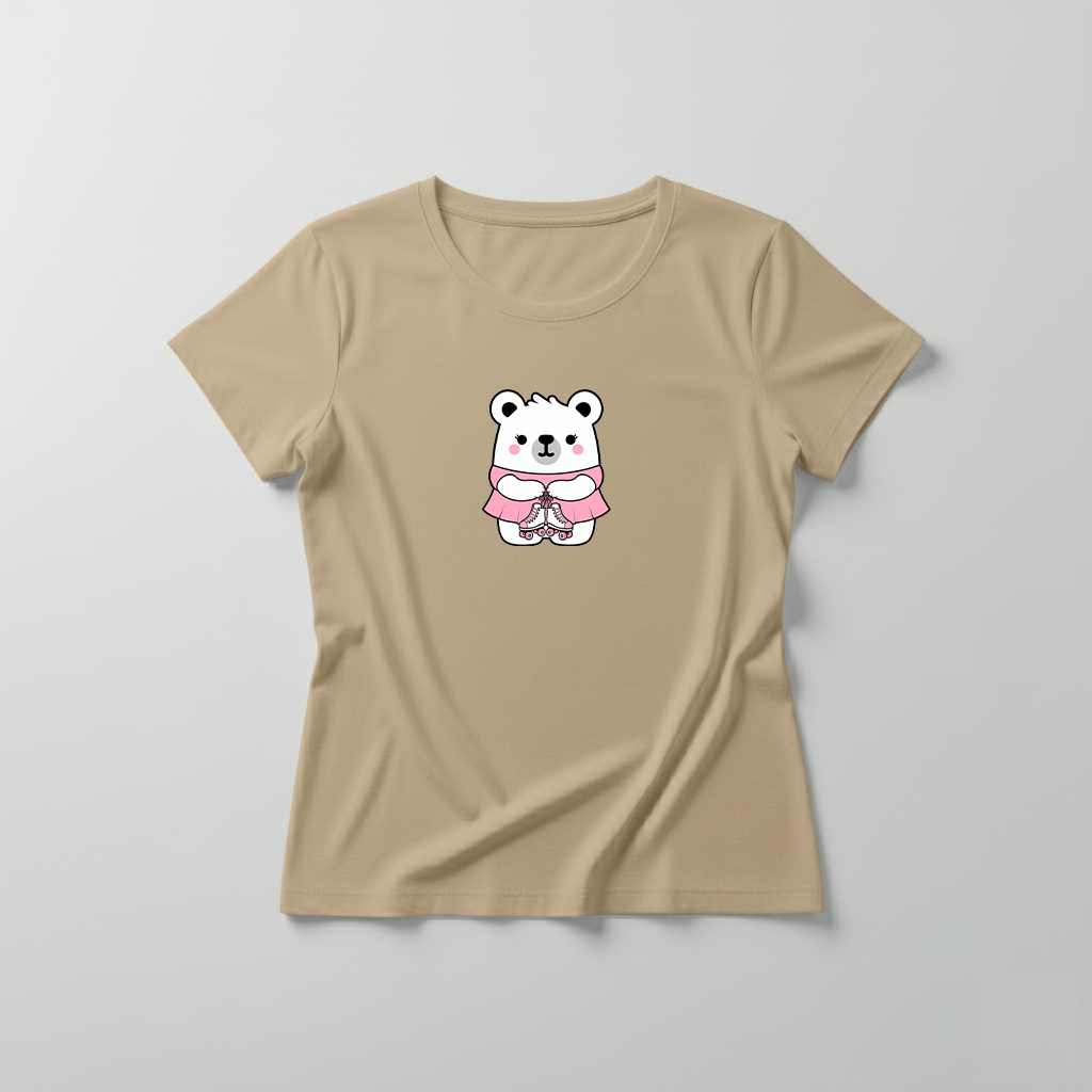 Estampa Urso Patinação Rosa - AMA Brusque